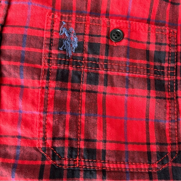 U.S. Polo Assn. Men’s Red Black Plaid Long Sleeve Button Down Shirt - Picture 4 of 4